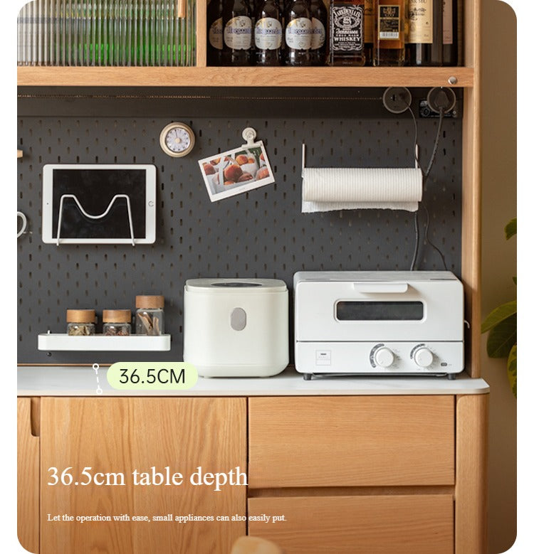 Oak Solid Wood Perforated Rock Board Dining Sideboard
