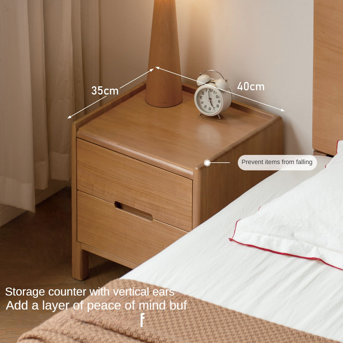 Poplar Solid Wood Nightstand,