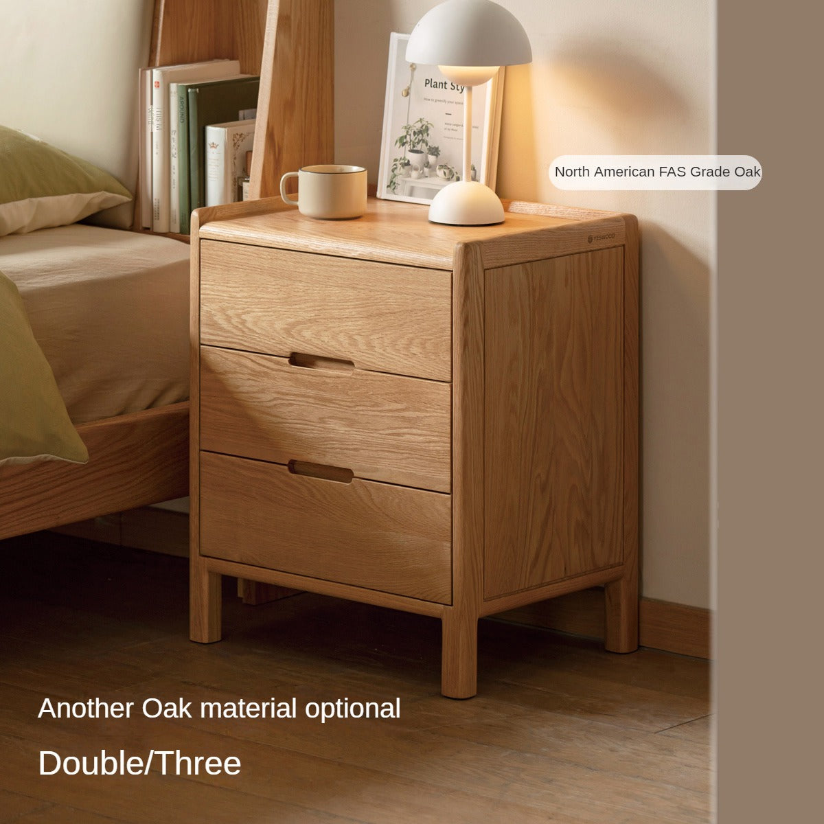 Poplar Solid Wood Nightstand,