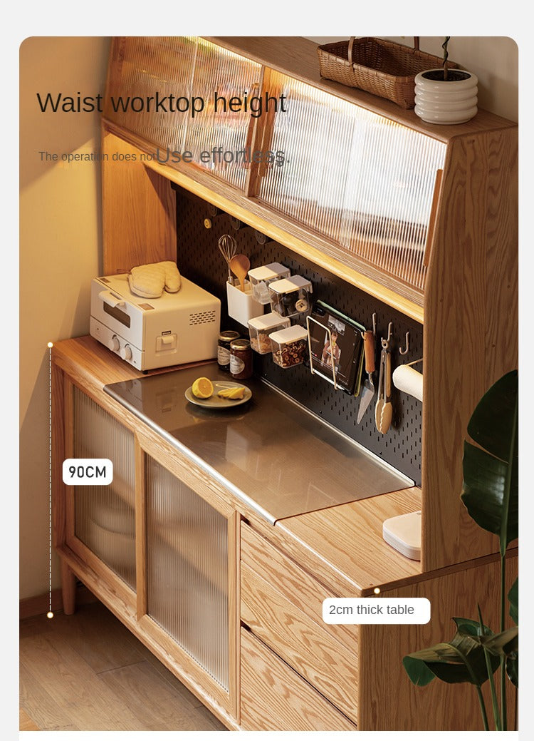 Cherry, Oak Solid Wood Rock Board Dining Cabinet Integrated High