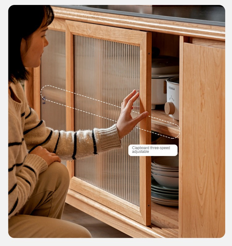 Cherry, Oak Solid Wood Rock Board Dining Cabinet Integrated High