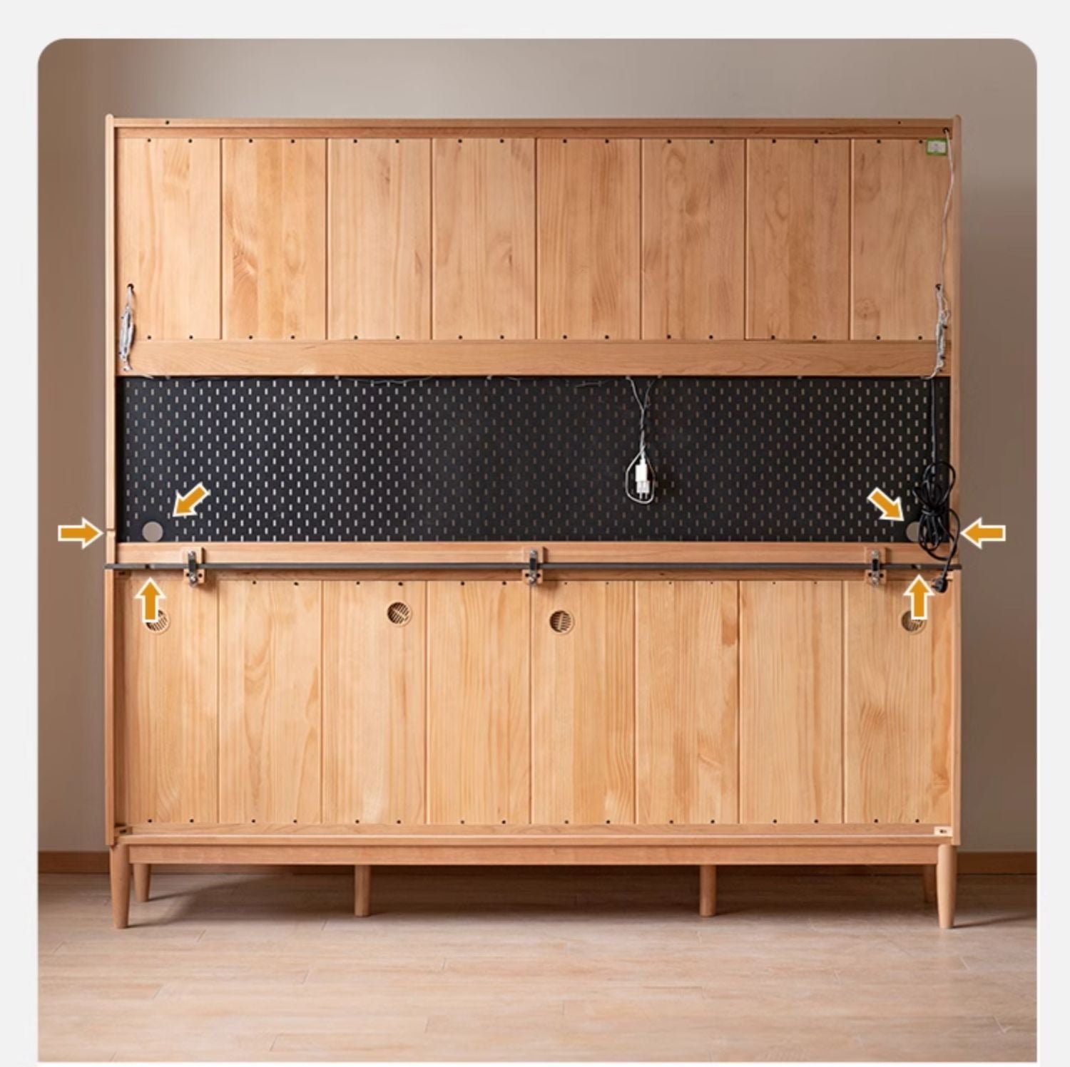 Cherry, Oak Solid Wood Rock Board Dining Cabinet Integrated High