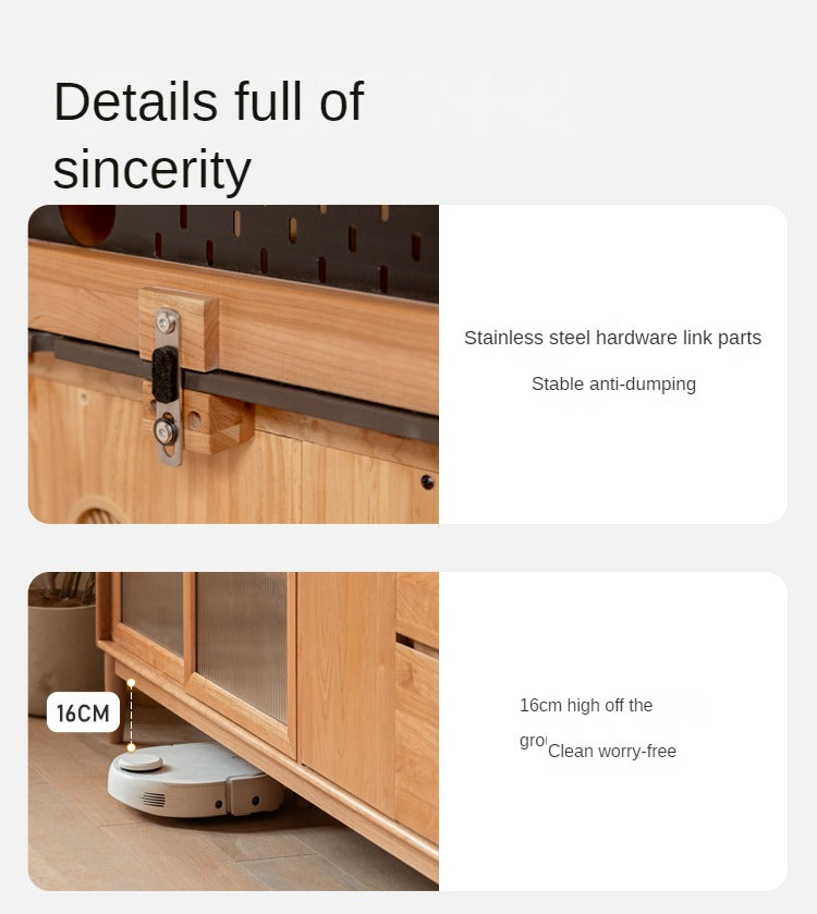 Cherry, Oak, Birch Solid Wood Rock Board Dining Cabinet Integrated High