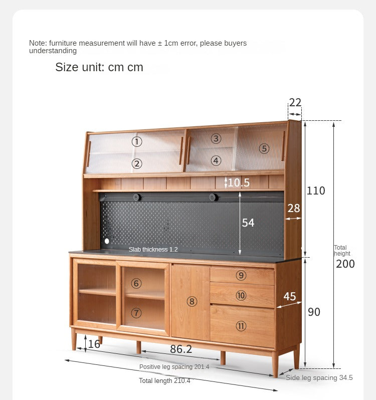 Cherry, Oak Solid Wood Rock Board Dining Cabinet Integrated High
