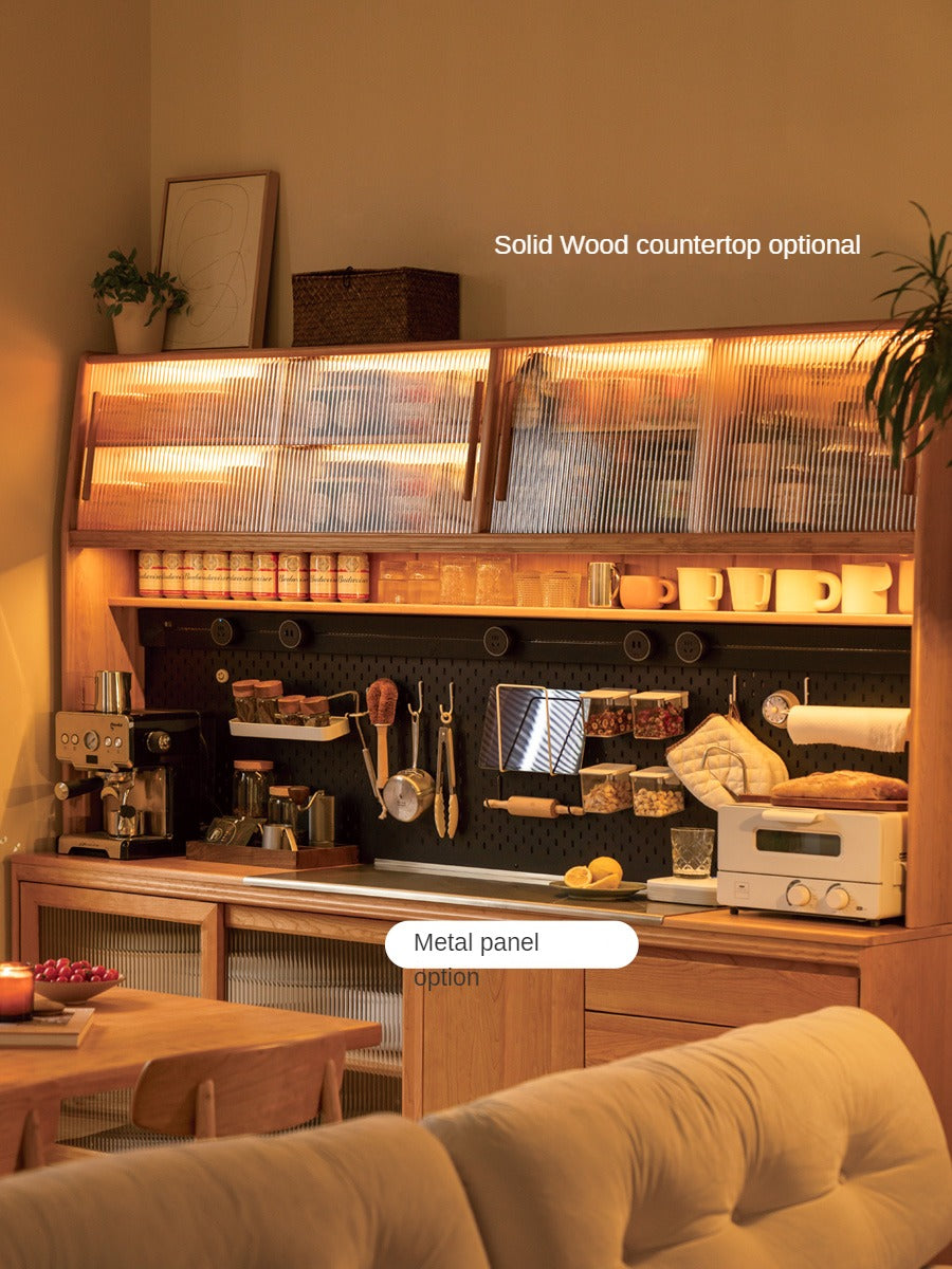 Cherry, Oak Solid Wood Rock Board Dining Cabinet Integrated High