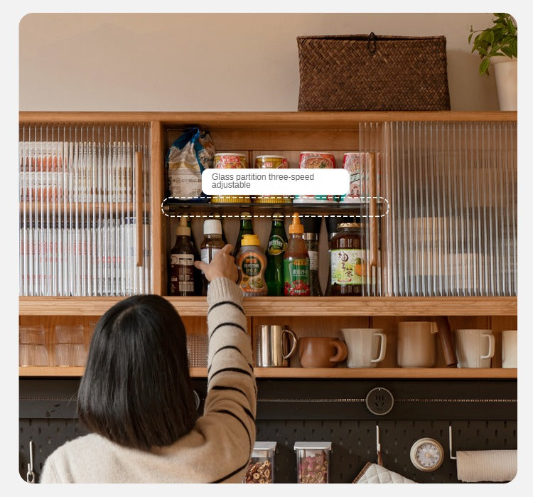 Cherry, Oak Solid Wood Rock Board Dining Cabinet Integrated High