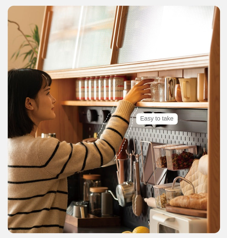 Cherry, Oak, Birch Solid Wood Rock Board Dining Cabinet Integrated High