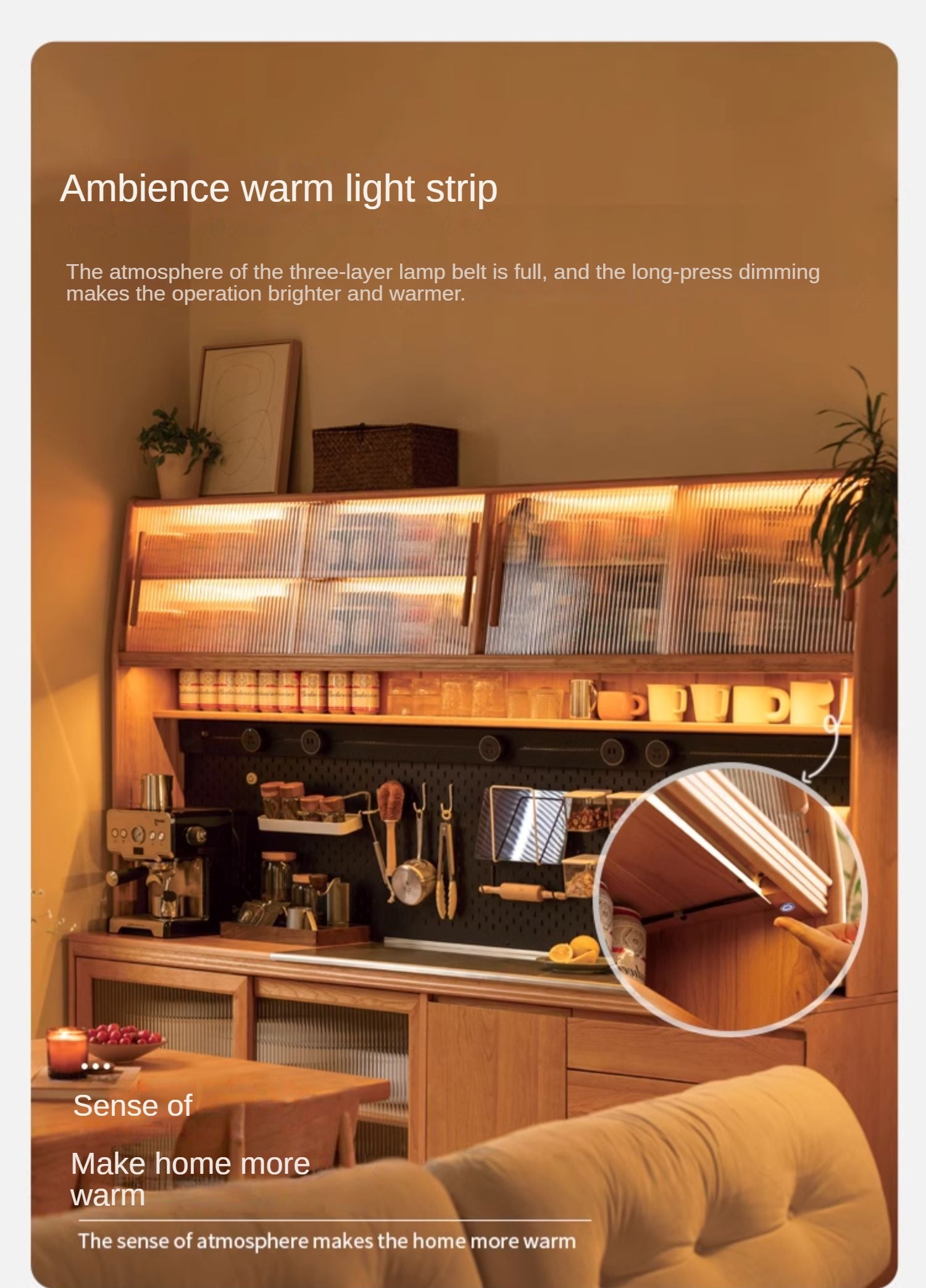 Cherry, Oak Solid Wood Rock Board Dining Cabinet Integrated High