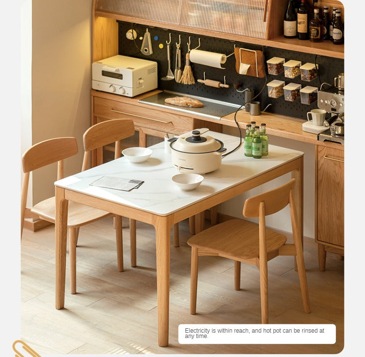 Oak Solid Wood Ultra-thin Multi-function Dining Sideboard Integrated