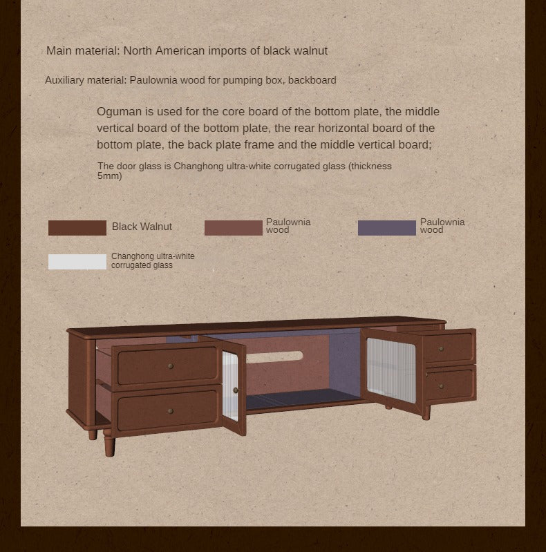 Black Walnut Solid Wood American Retro Locker TV Cabinet.