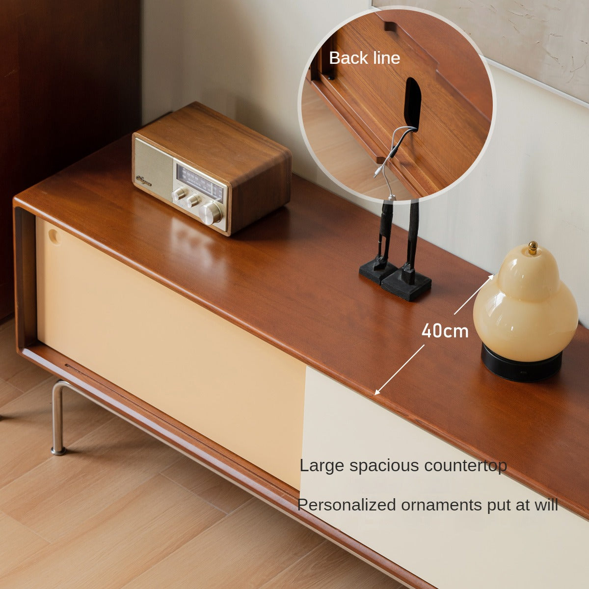 Poplar Solid Wood Large Capacity Floor TV Cabinet