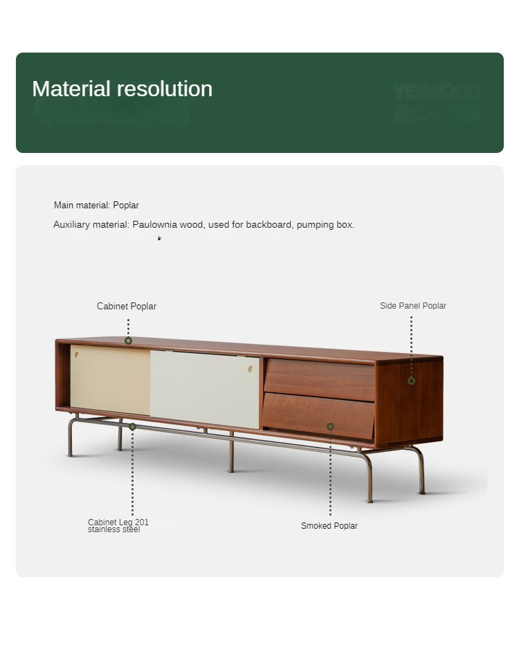 Poplar Solid Wood Large Capacity Floor TV Cabinet