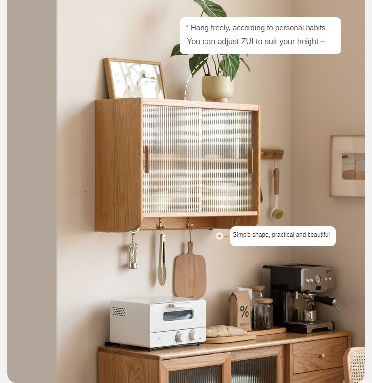 Oak Solid Wood Wall-Mounted Sideboard