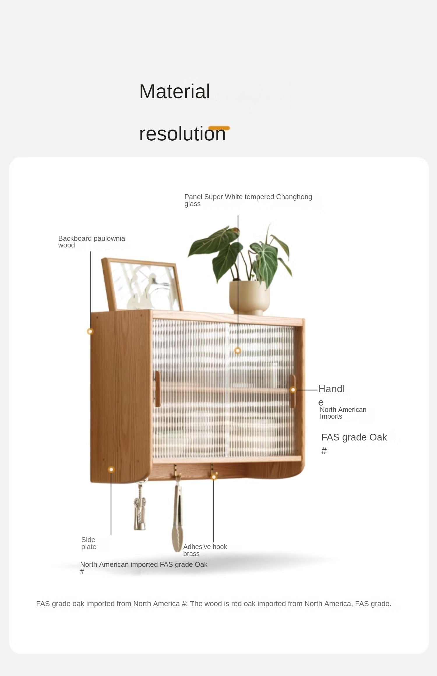 Oak Solid Wood Wall-Mounted Sideboard