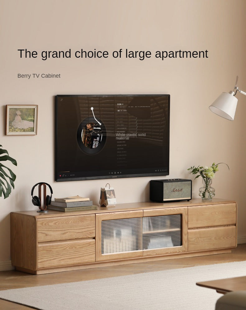 Ash Solid Wood High Floor Storage TV Cabinet.