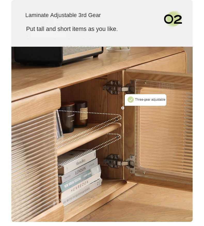 Ash Solid Wood High Floor Storage TV Cabinet.