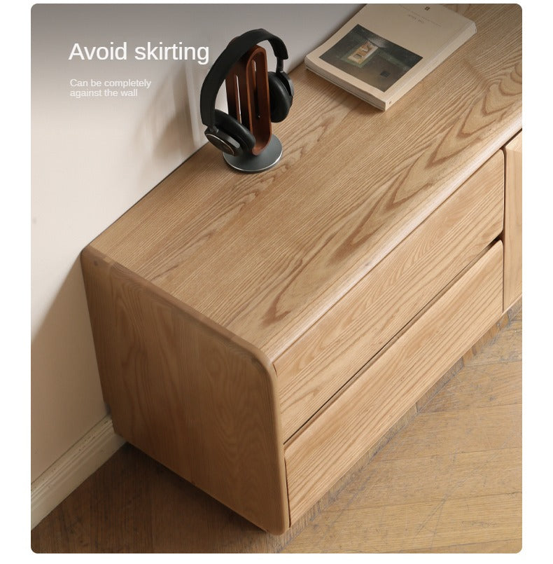 Ash Solid Wood High Floor Storage TV Cabinet.