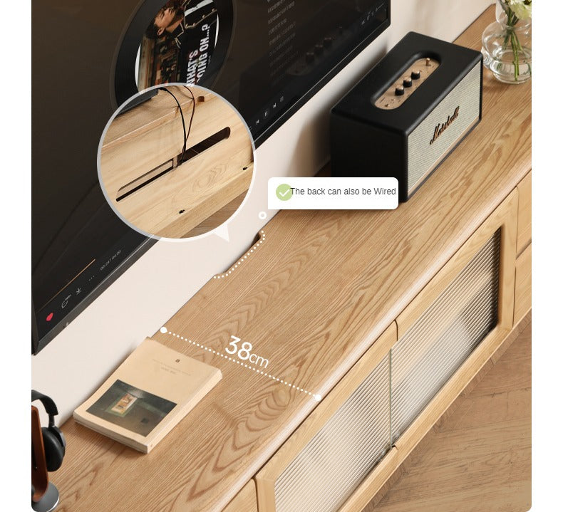 Ash Solid Wood High Floor Storage TV Cabinet.