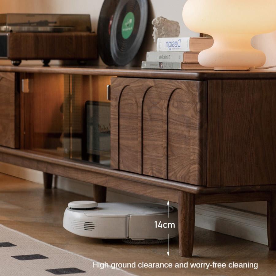 Black Walnut Solid Wood Retro Large Capacity TV Cabinet.