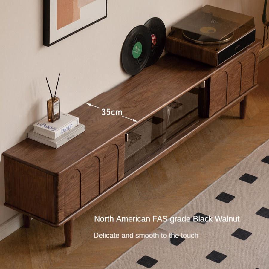 Black Walnut Solid Wood Retro Large Capacity TV Cabinet.