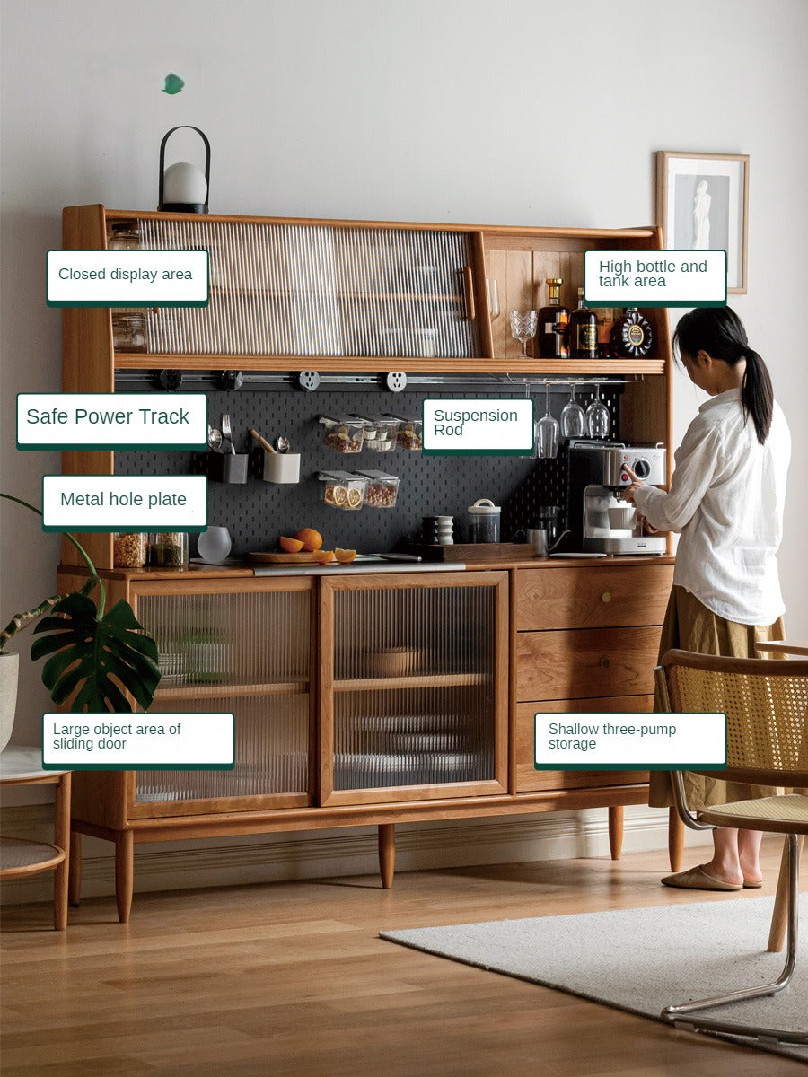 Cherry Solid Wood Sideboard High Cabinet Multi-Functional Buffet