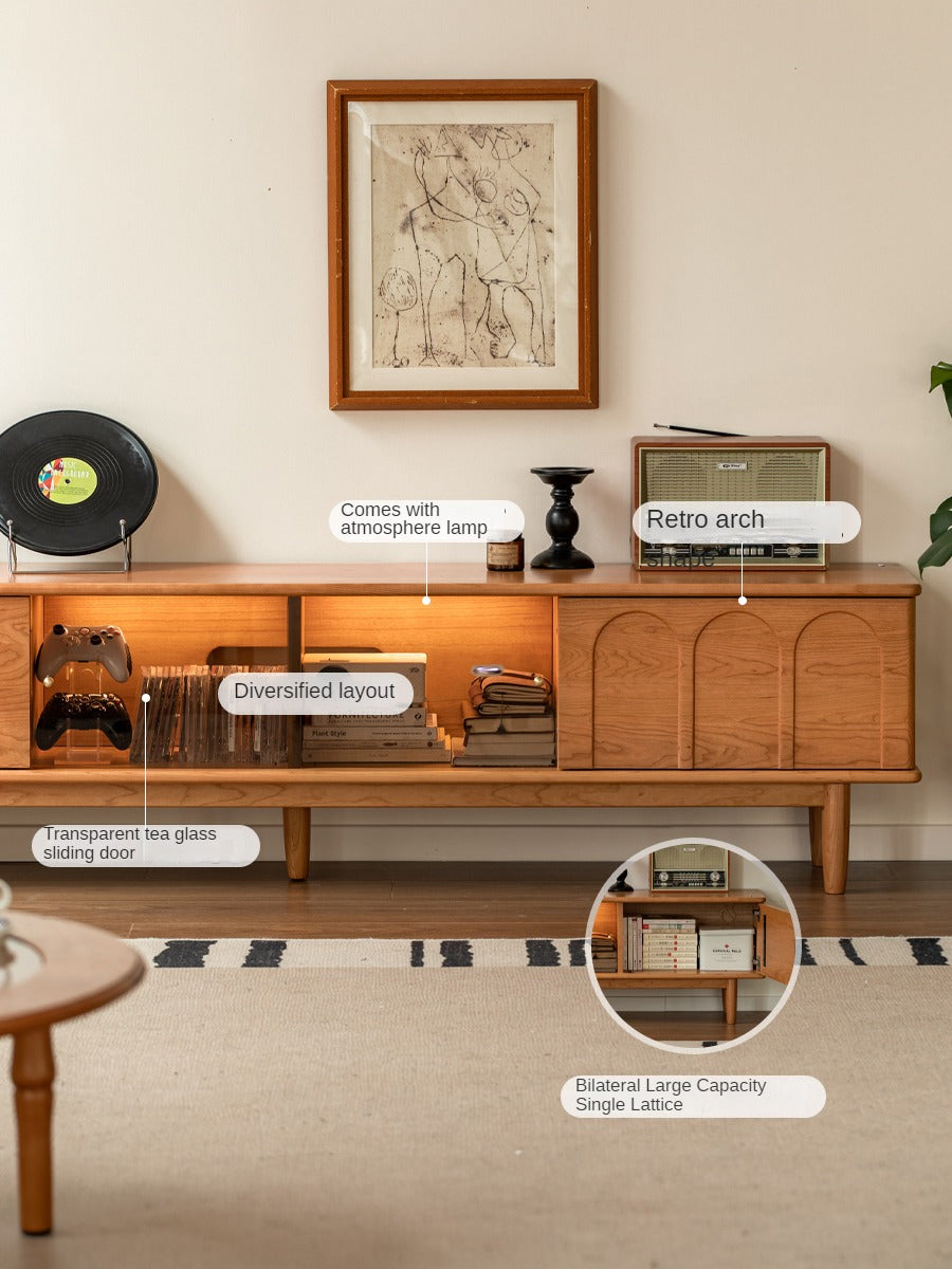 Cherry, Poplar Solid Wood French Retro Style TV Cabinet.