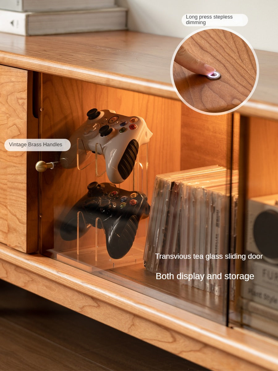 Cherry, Poplar Solid Wood French Retro Style TV Cabinet.