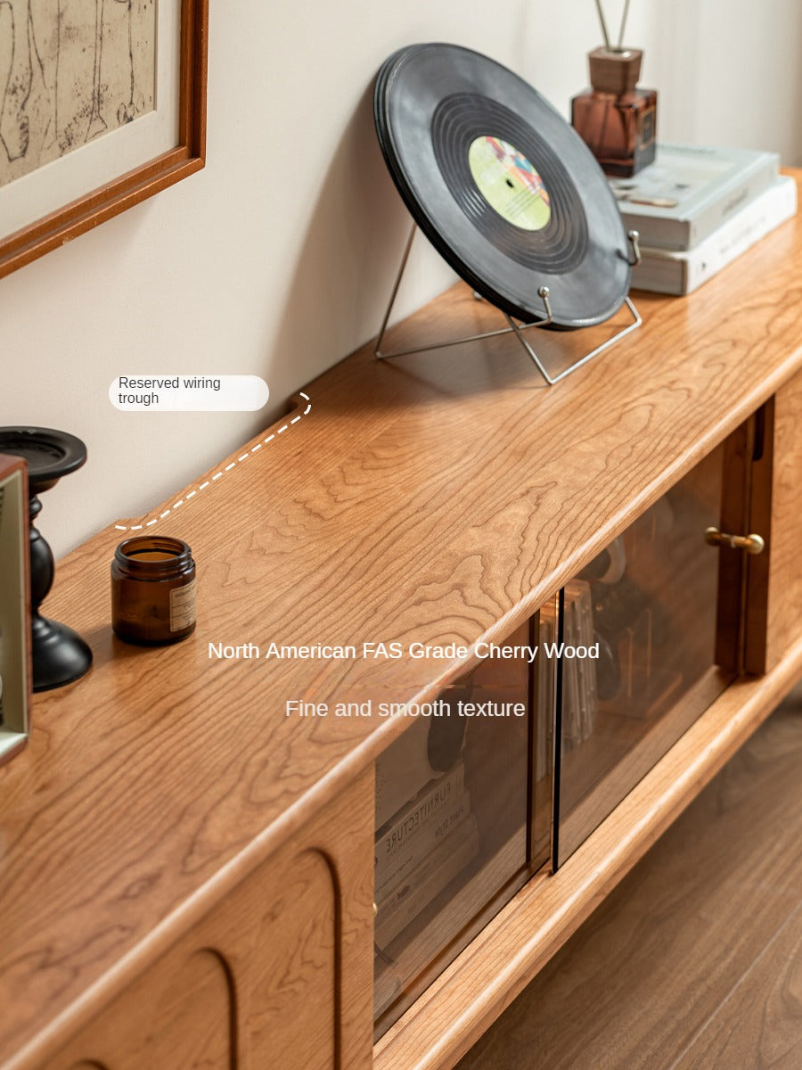 Cherry, Poplar Solid Wood French Retro Style TV Cabinet.