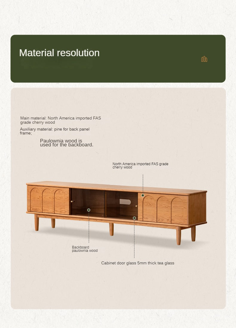 Cherry, Poplar Solid Wood French Retro Style TV Cabinet.