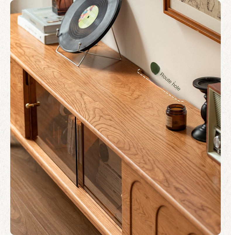 Cherry, Poplar Solid Wood French Retro Style TV Cabinet.
