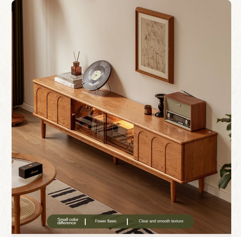 Cherry, Poplar Solid Wood French Retro Style TV Cabinet.