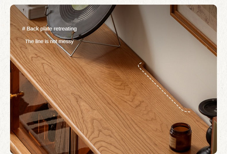 Cherry, Poplar Solid Wood French Retro Style TV Cabinet.