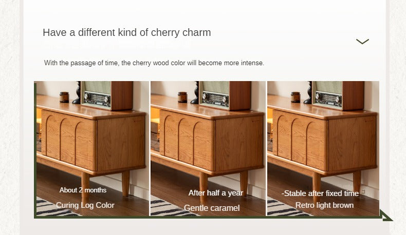 Cherry, Poplar Solid Wood French Retro Style TV Cabinet.