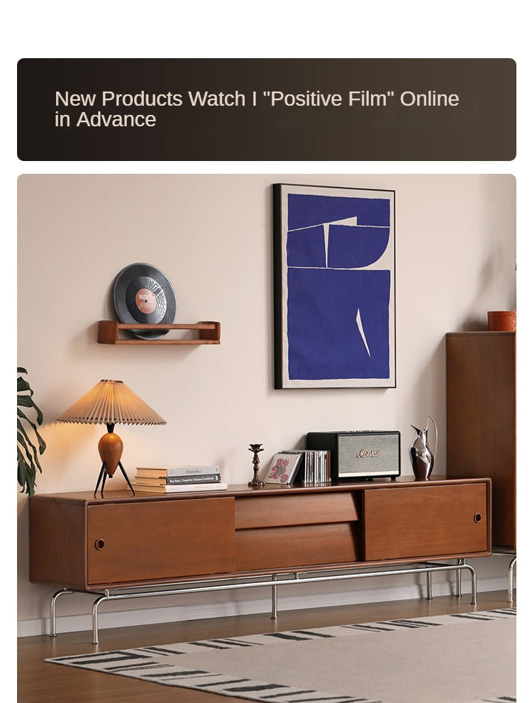 Poplar Solid Wood Retro Floor TV Cabinet.