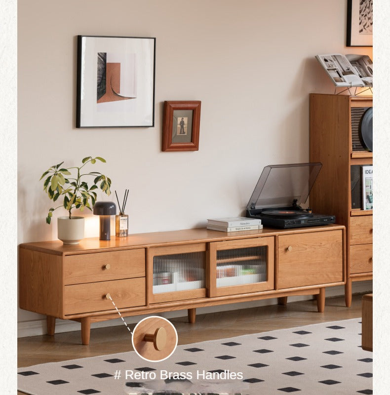 Cherry Solid Wood Modern TV Cabinet.