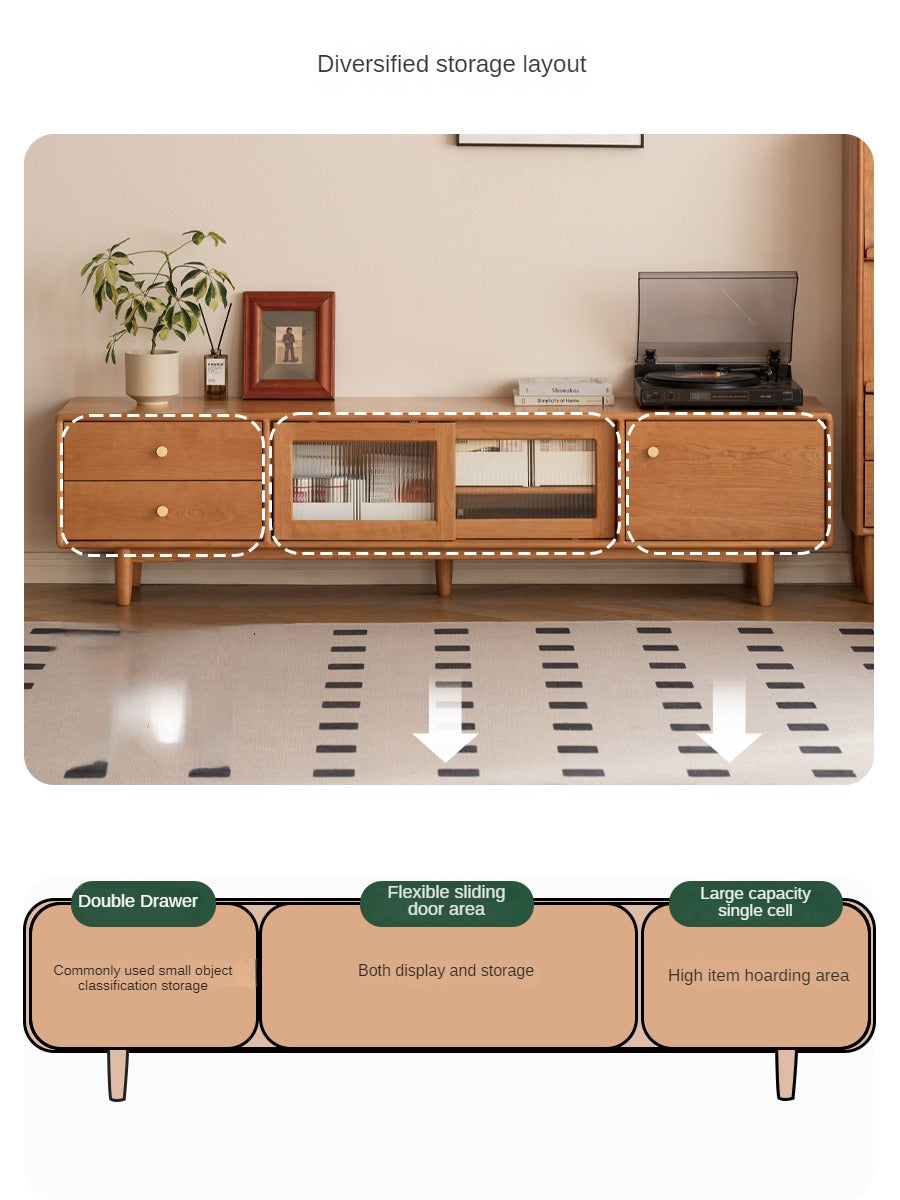 Cherry Solid Wood Modern TV Cabinet.