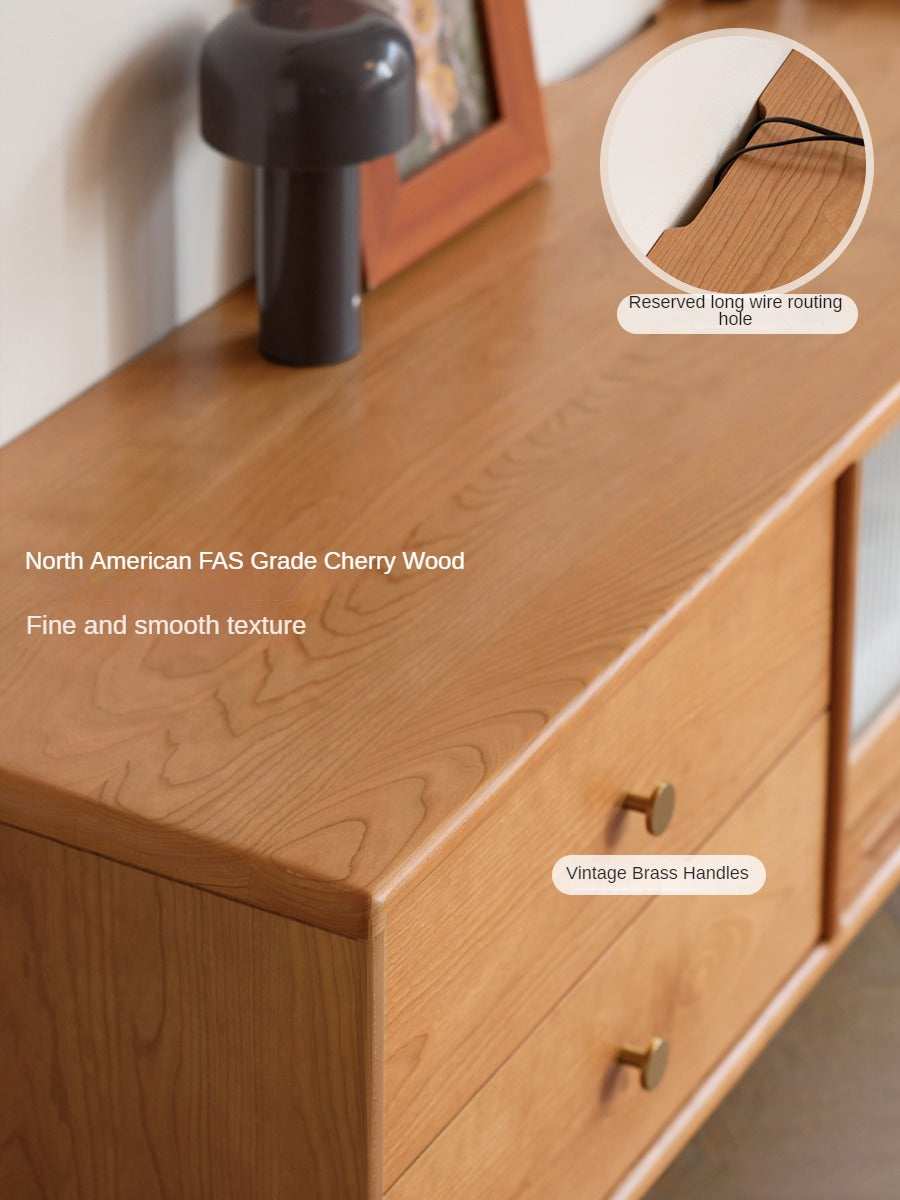 Cherry Solid Wood Modern TV Cabinet.