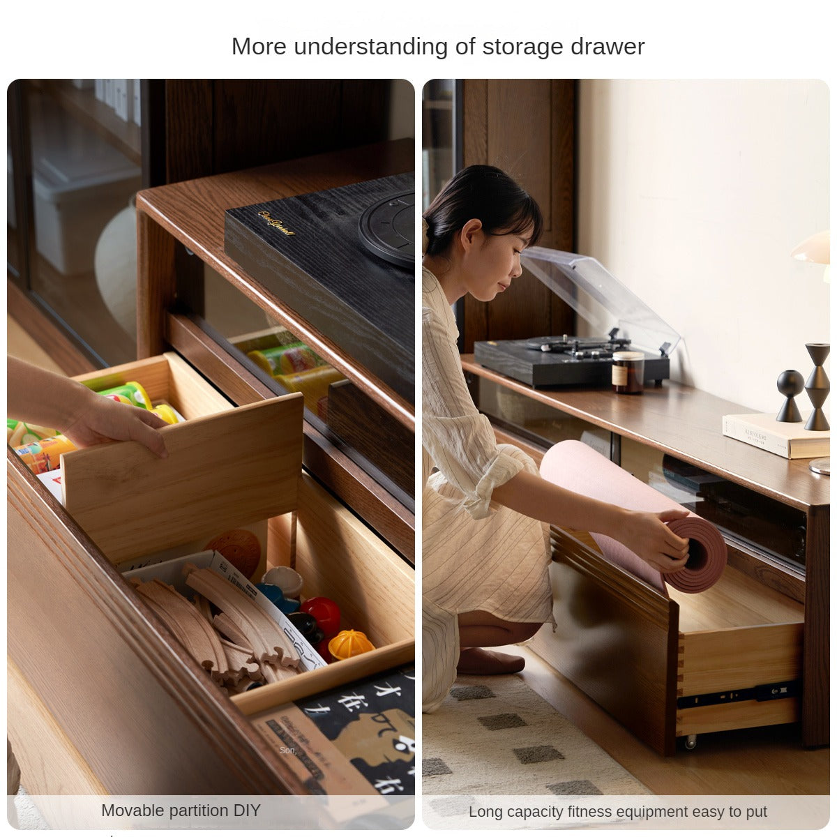 Oak Solid Wood Floor TV Cabinet.