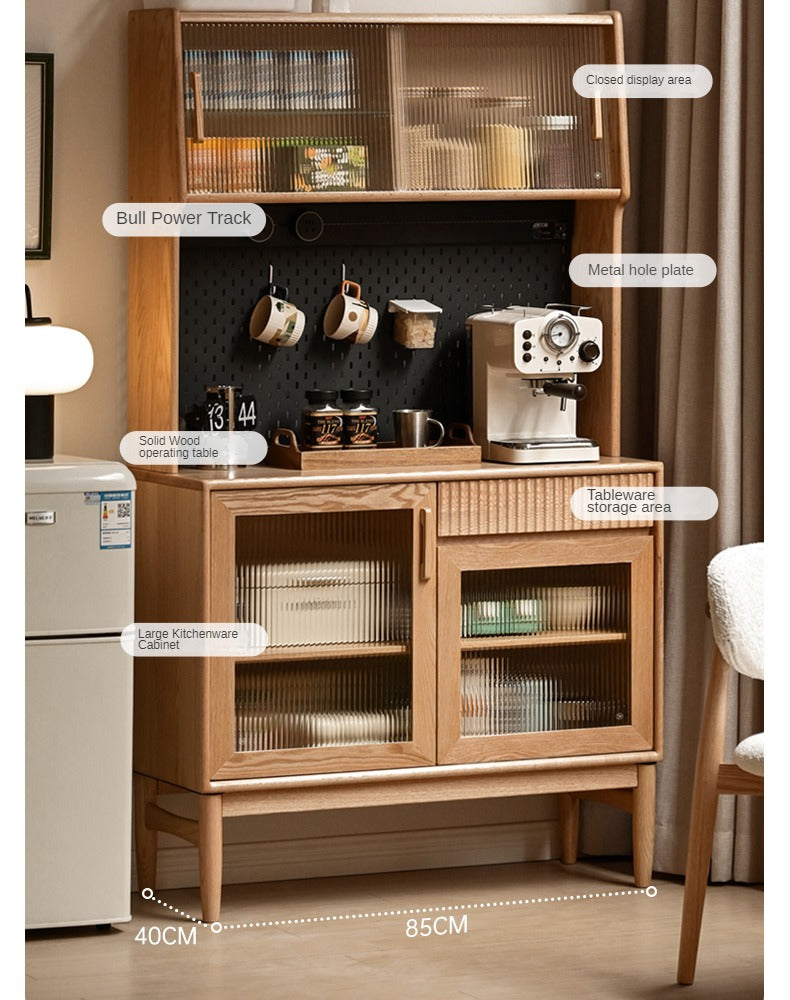 Cherry, Oak, Black Walnut Solid Wood Retro Dining Sideboard