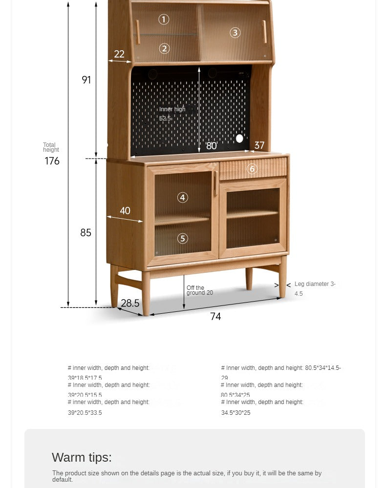 Cherry, Oak, Black Walnut Solid Wood Retro Dining Sideboard