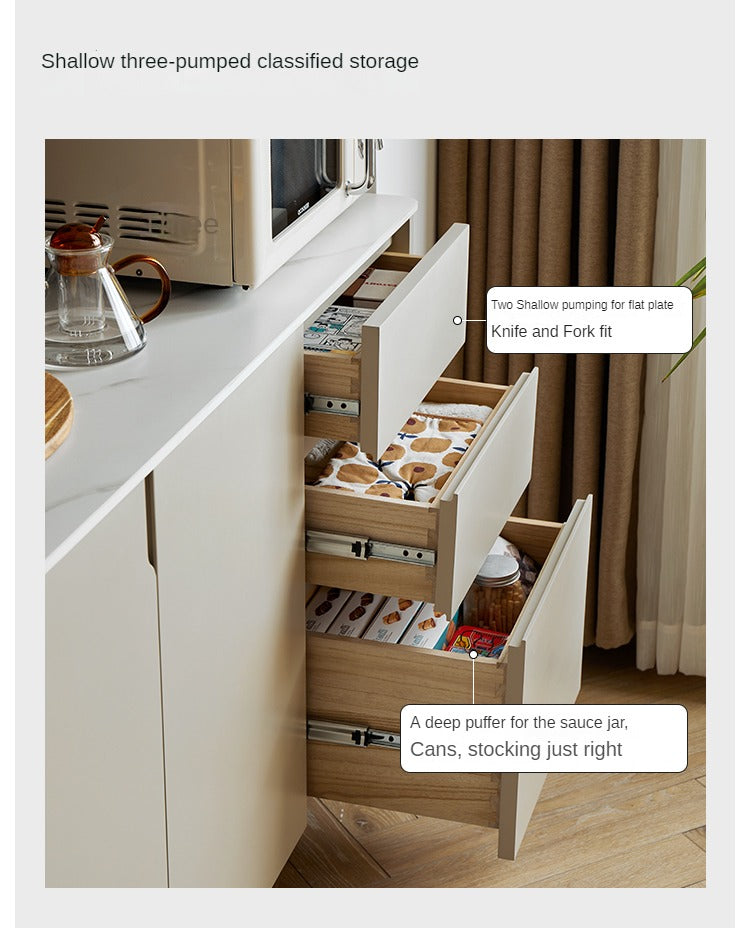 Poplar Solid Wood Light Luxury Dining Sideboard