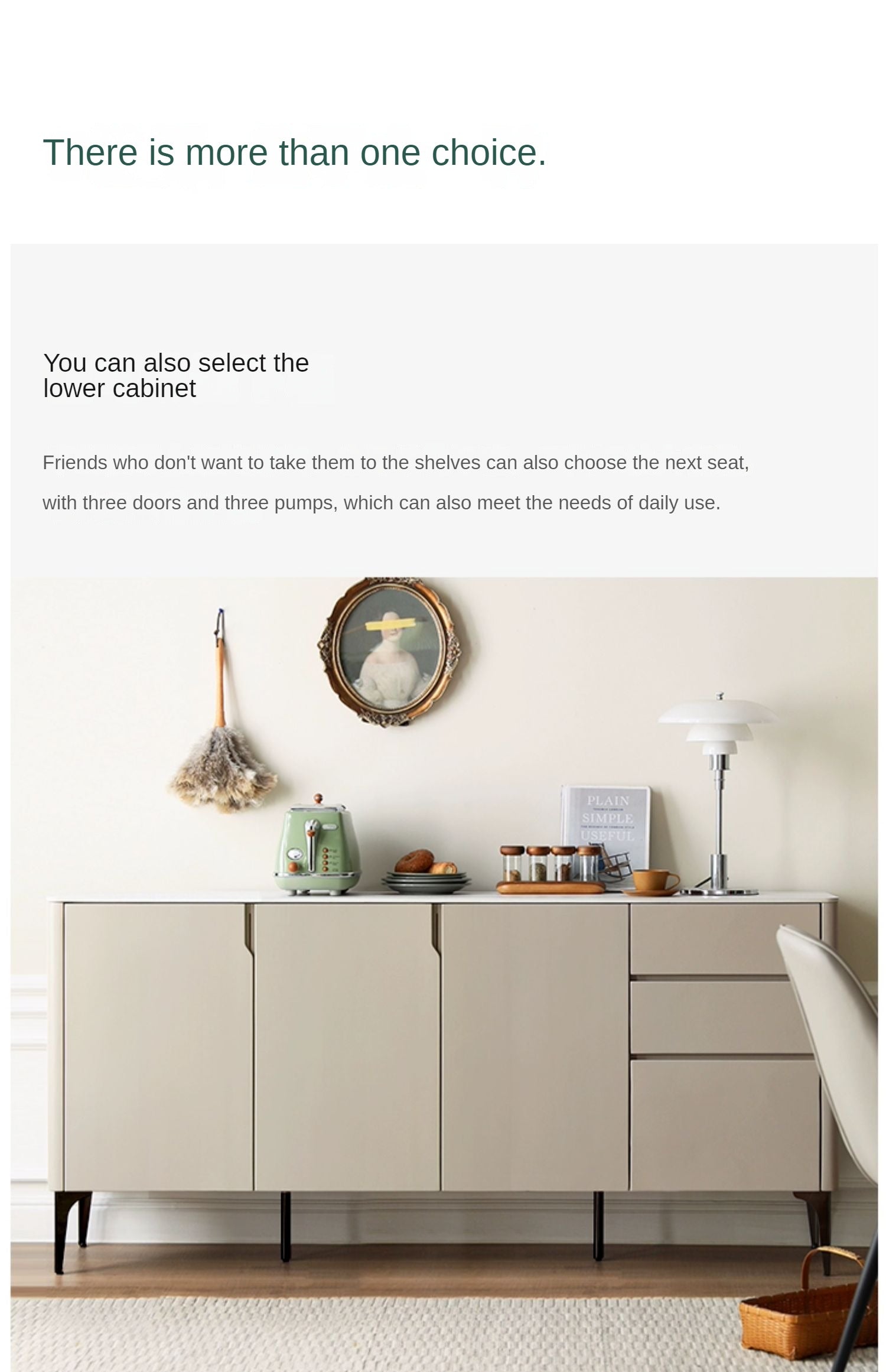 Poplar Solid Wood Light Luxury Dining Sideboard