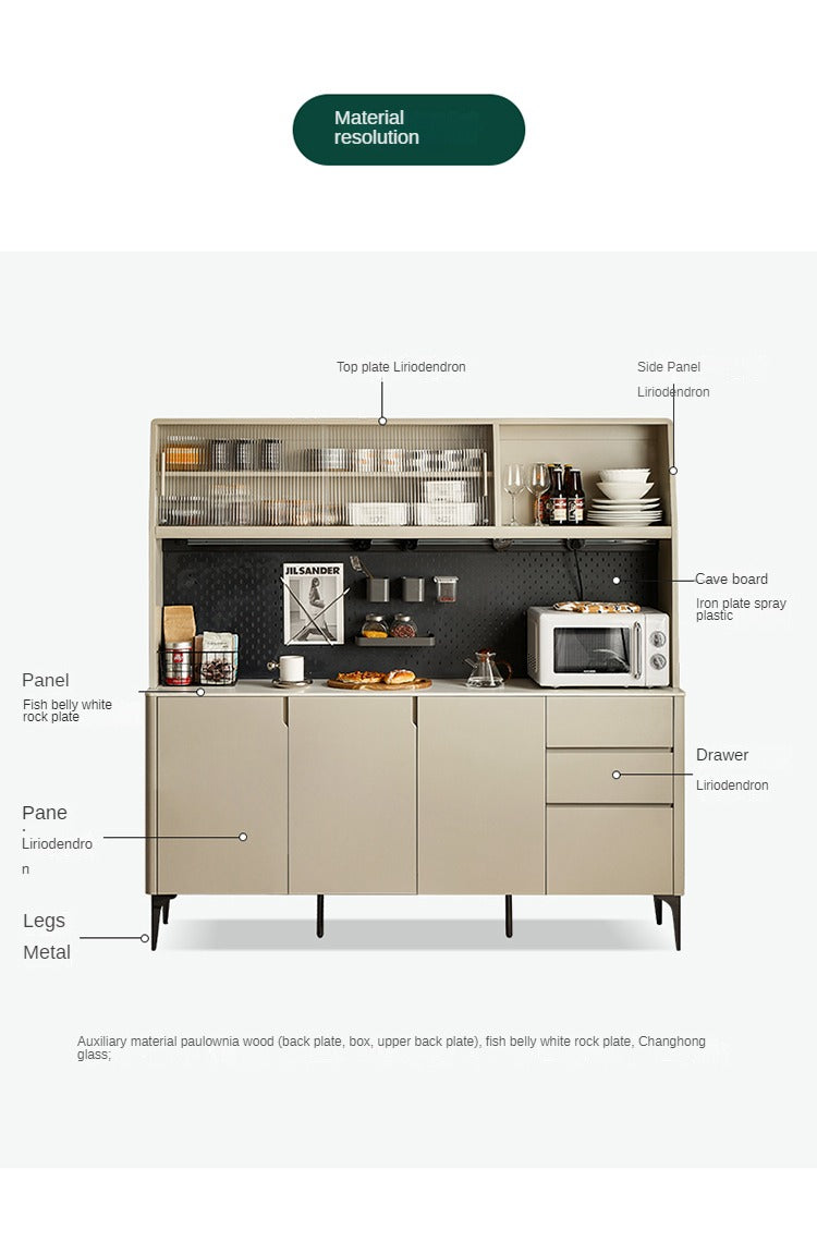 Poplar Solid Wood Light Luxury Dining Sideboard