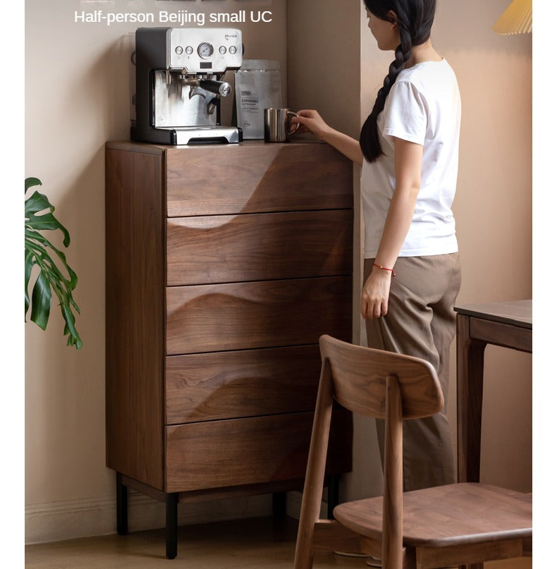 Black Walnut Solid Wood Wave Side Cabinet