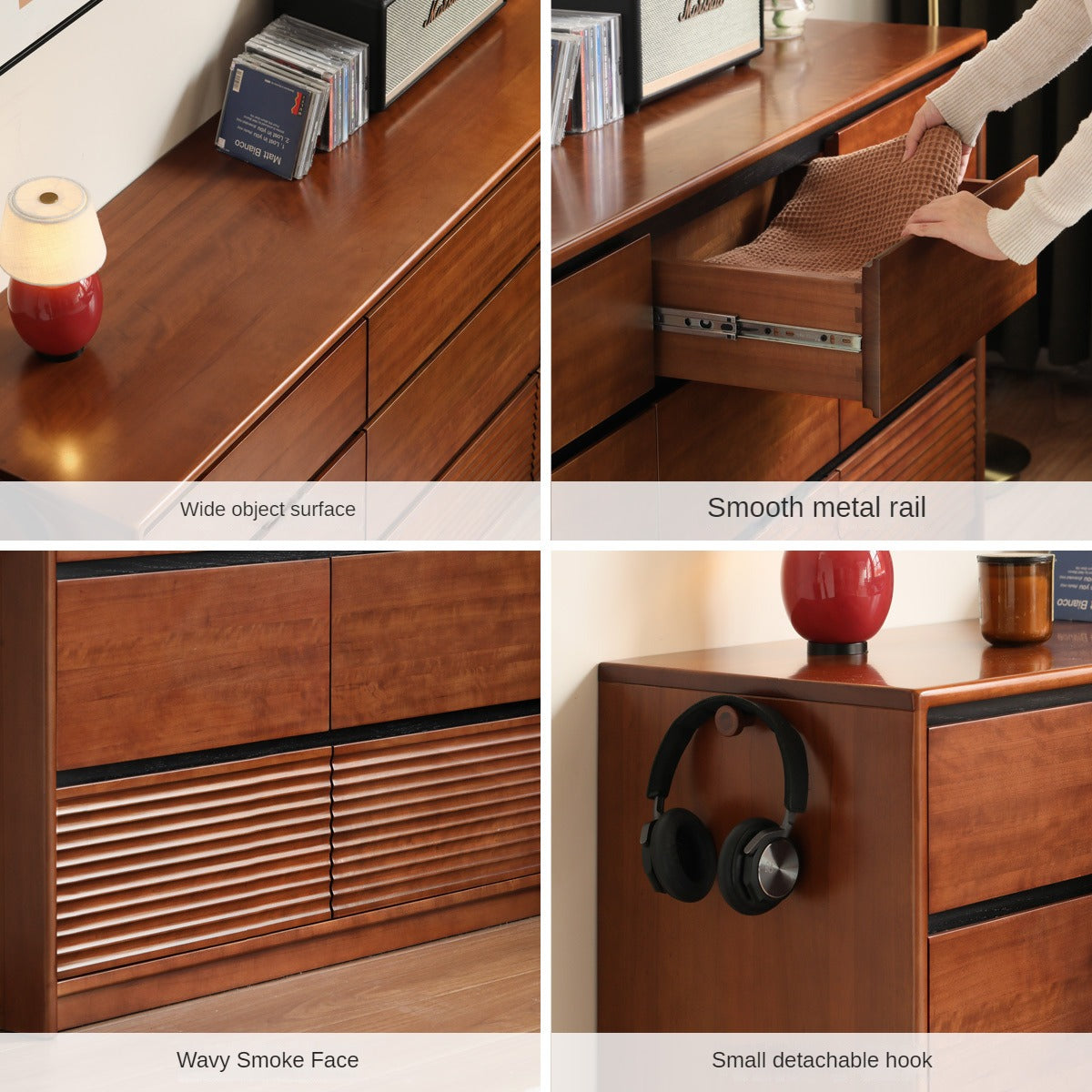 Tulipwood, Poplar Solid Wood Retro Style Drawers