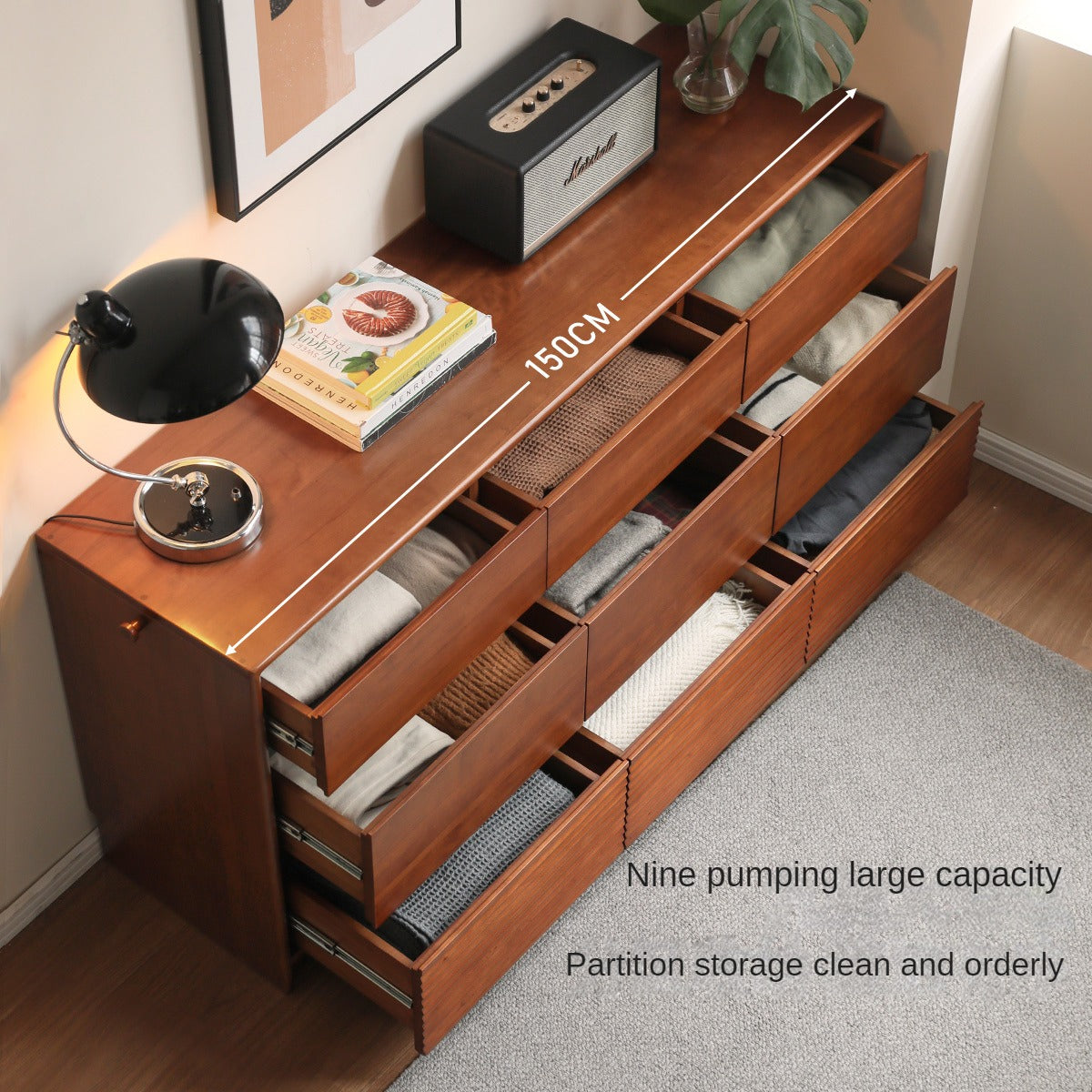 Tulipwood, Poplar Solid Wood Retro Style Drawers