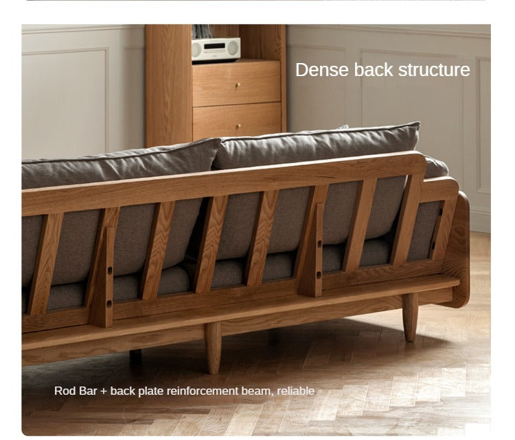 Oak, Ash Solid Wood Sofa Genuine Leather, Fabric.
