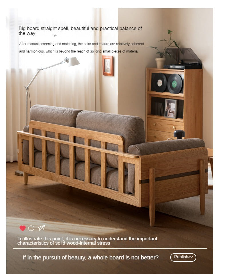 Oak Solid Wood Sofa Modern High Back.