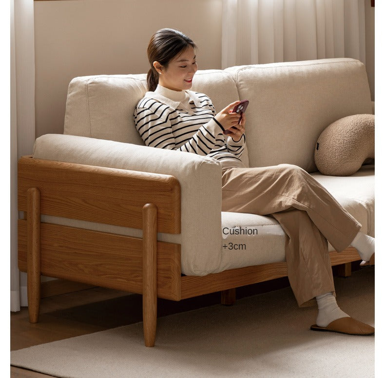 Oak Solid Wood Sofa Modern High Back.