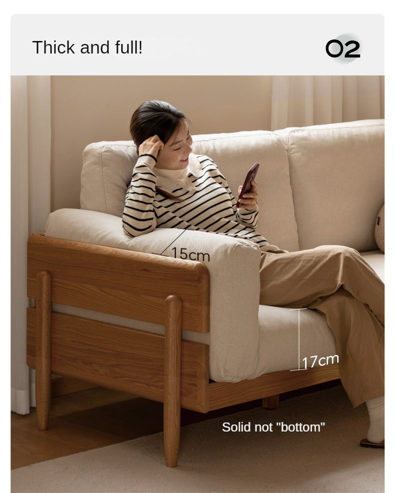 Oak Solid Wood Sofa Modern High Back.
